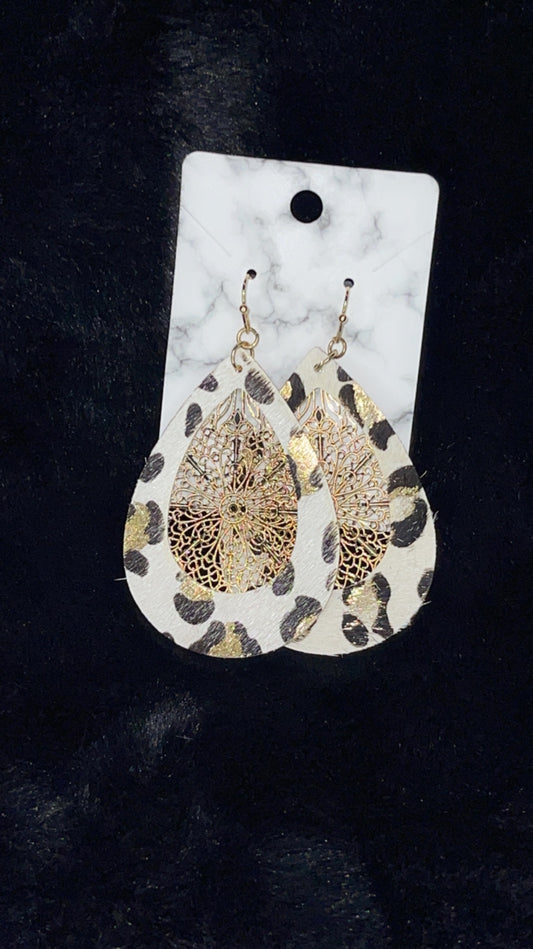 HairCalf Leopard Metal Pattern Dangle Earrings